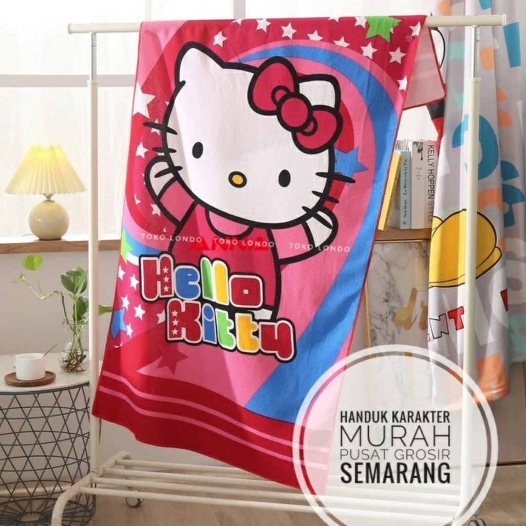 Handuk Karakter anak uk70x140cm ANNA PREMIUM Fro-zen Drae-mon Miki Tho-mas Poni Stit-ch Super-man MURAH-Hello-Kiti