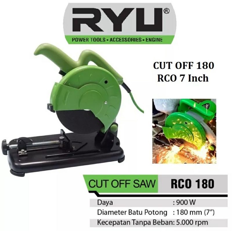 RYU Mesin Potong Besi RCO -180 Cut Off Saw 7 Inch Mesin Potong Duduk