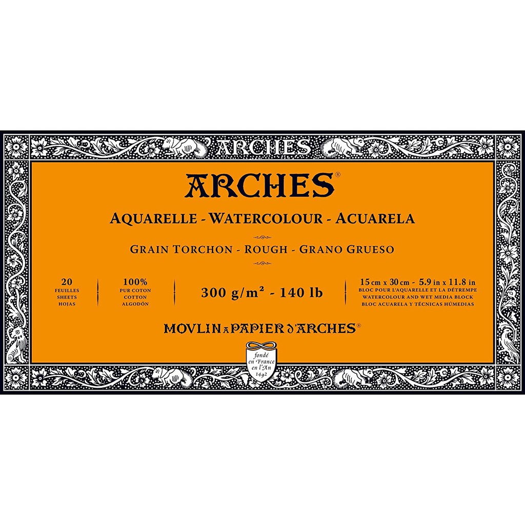 

ARCHES BLOCK WATER COLOUR PAPER ROUGH 300GSM 15X30CM (20 sheets)