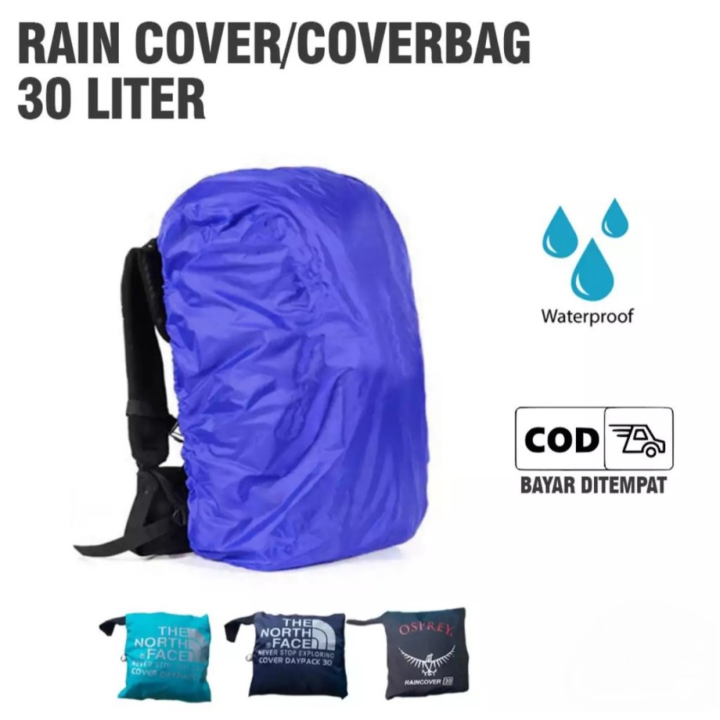Bisa COD Cover Bag 30 Liter TNF - Cover Bag - Pelindug Tas