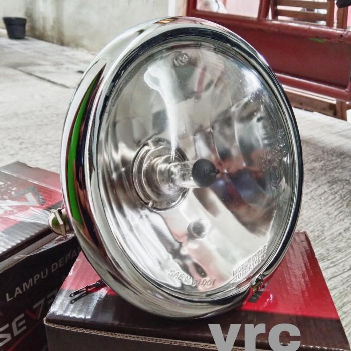 Headlamp Lampu Depan Jute Polos Kaca Bening Crom Reflektor Cb Pesek