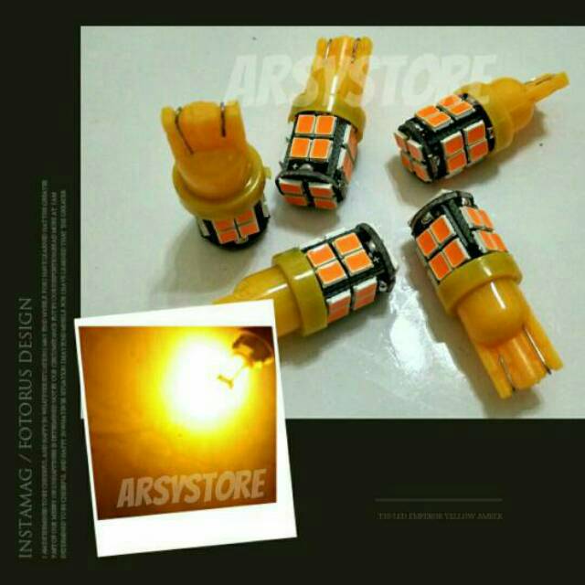 Lampu Led Sein Senja Speedo T10 20 Titik Emperor 2835 Kuning Amber Motor Mobil-3