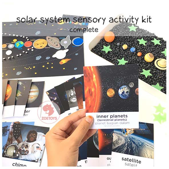 Zoetoys The Solar System Sensory Activity Kit Poster Montessori Outer Space Planet Figure Tata Surya