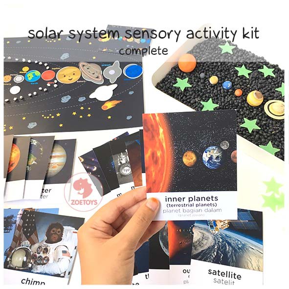 Zoetoys The Solar System Sensory Activity Kit | Poster Montessori Outer Space Planet Figures Tata Surya | Activity Cards Alat Peraga Edukasi