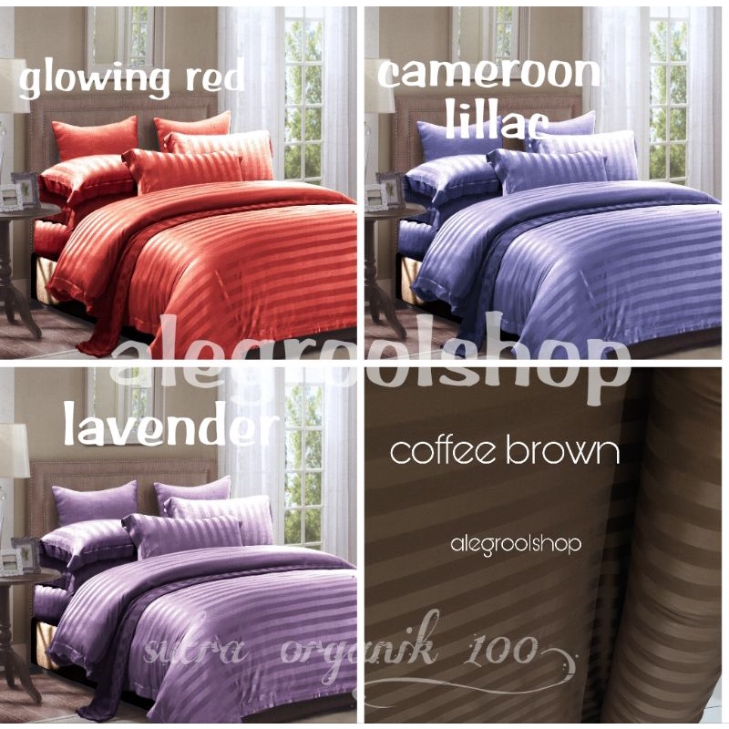 PROMO!!SPREI SUTRA ORGANIK GARIS TERMURAH DI SHOPEE