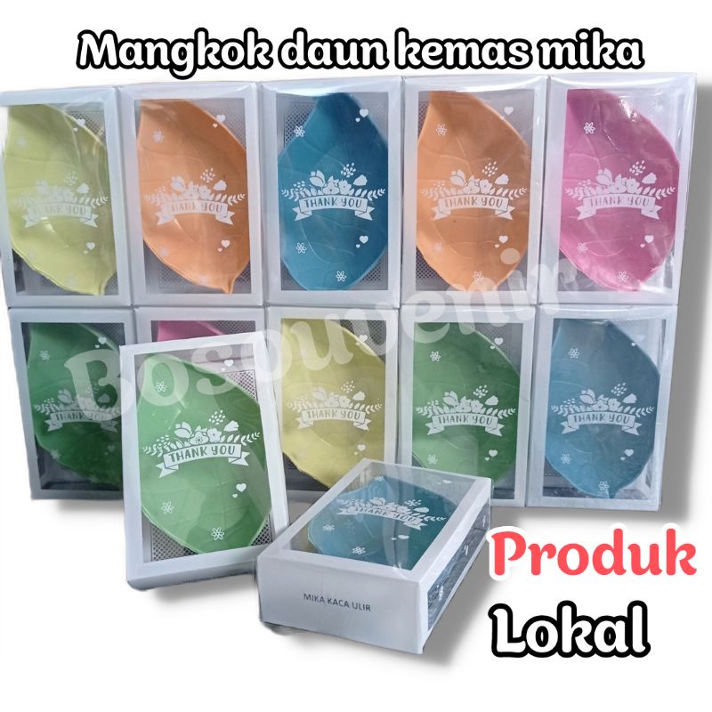 Souvenir MANGKOK DAUN di kemas mika