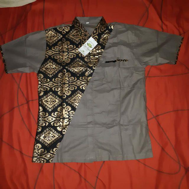 Distro Batik Hrb026 Kenongo Kemeja Tosca Pende Pekalongan Padi M L Xl Sogan Tulis Halus Kemeja Batik