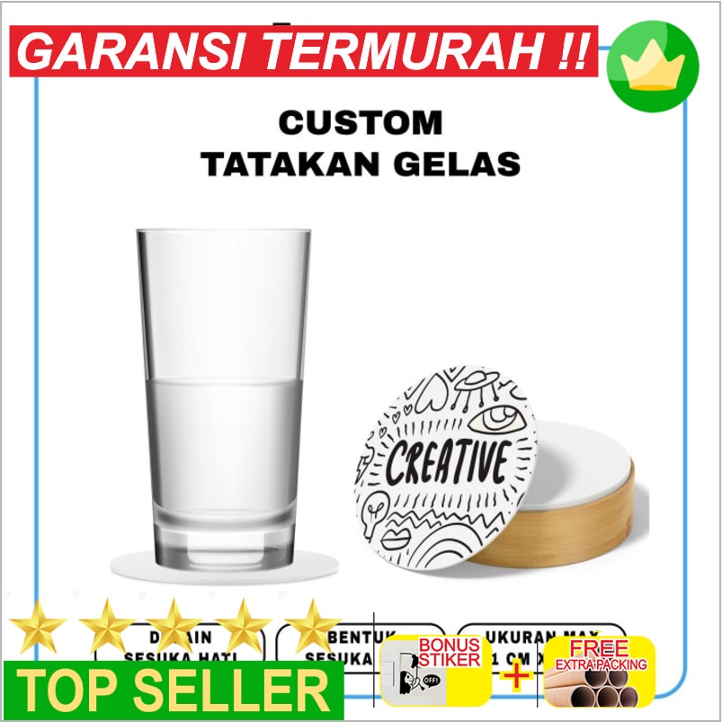 Terlaris TATAKAN GELAS / CUSTOM TATAKAN GELAS / SOUVENIR COASTER Elegan