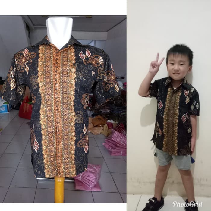 couple anak dan ayah kemeja batik pendek modern