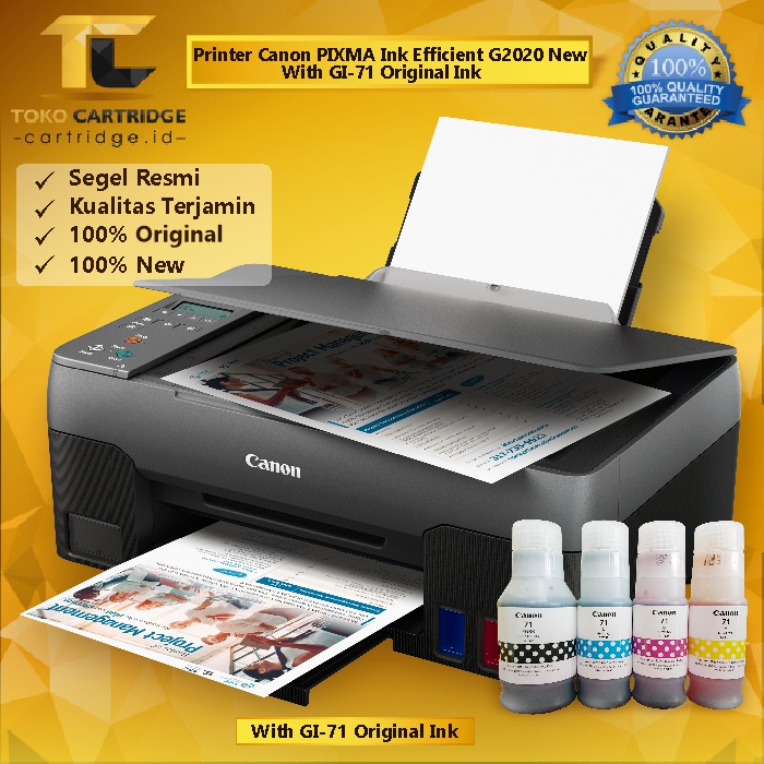 Printer Canon PIXMA Ink Efficient G2020 (Print - Scan - Copy) New Plus Tinta Original