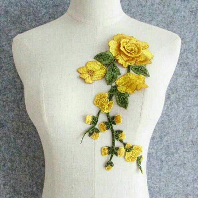 Patch bunga 3d /patch bordir/renda/bordir kerah/bordir hijab/bordir tempel