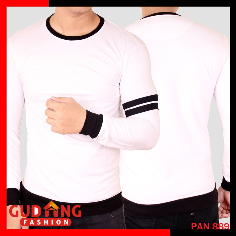 Kaos Panjang Pria Double Strip dengan Lengan dan Pinggang Karet (COMB)