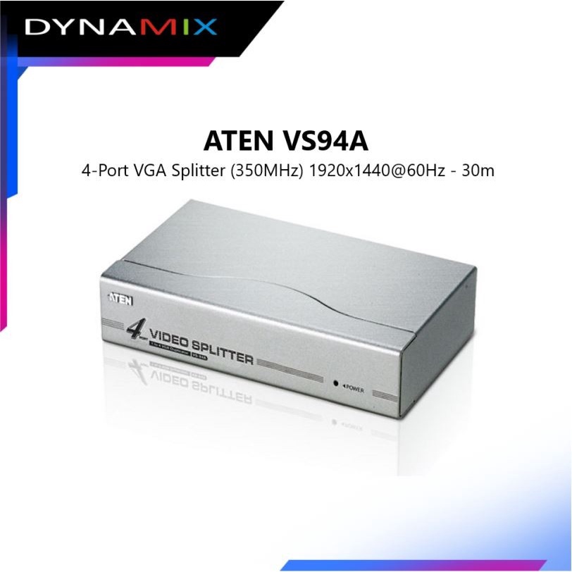 ATEN VS94A 4-Port VGA Splitter (350MHz) 1920 x 1440@60Hz - 30m GARANSI RESMI | 4 port VGA spliter