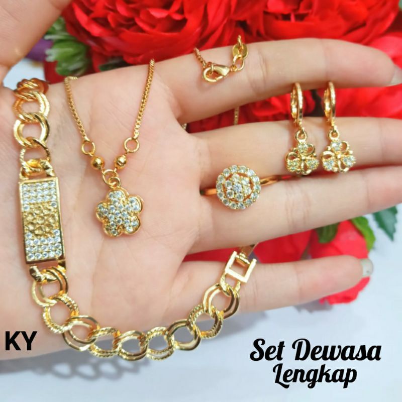 Set 4in1 Perhiasan Dewasa Lengkap Bermotif Cantik