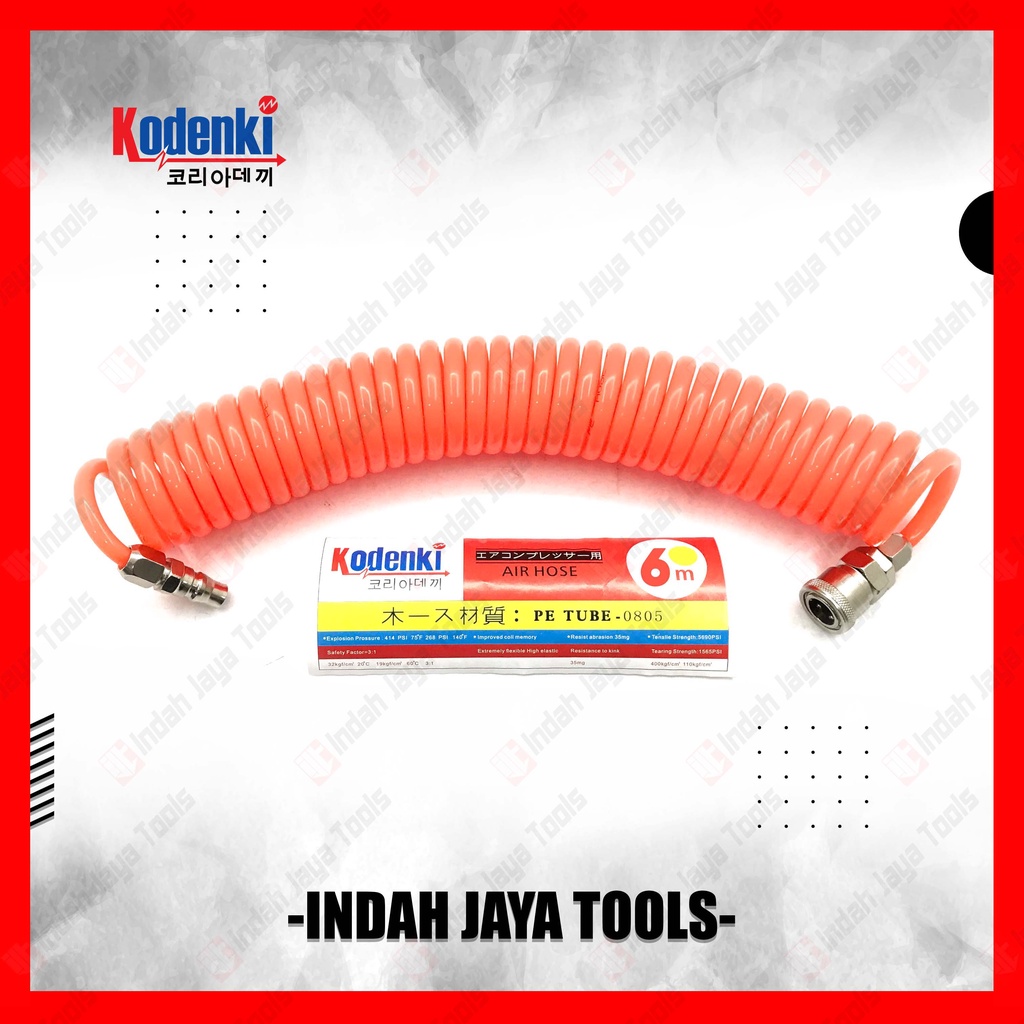 KODENKI Recoil Hose 6 Meter - Selang Angin Kompresor Spiral