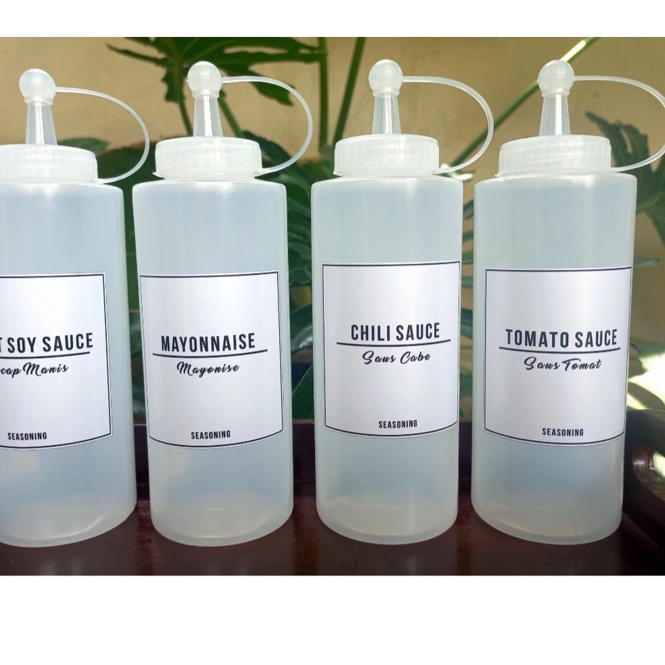 

⤵ Botol saus kecap warna putih clear free label stiker anti air botol seasoning ||LSWH8 Produk murah
