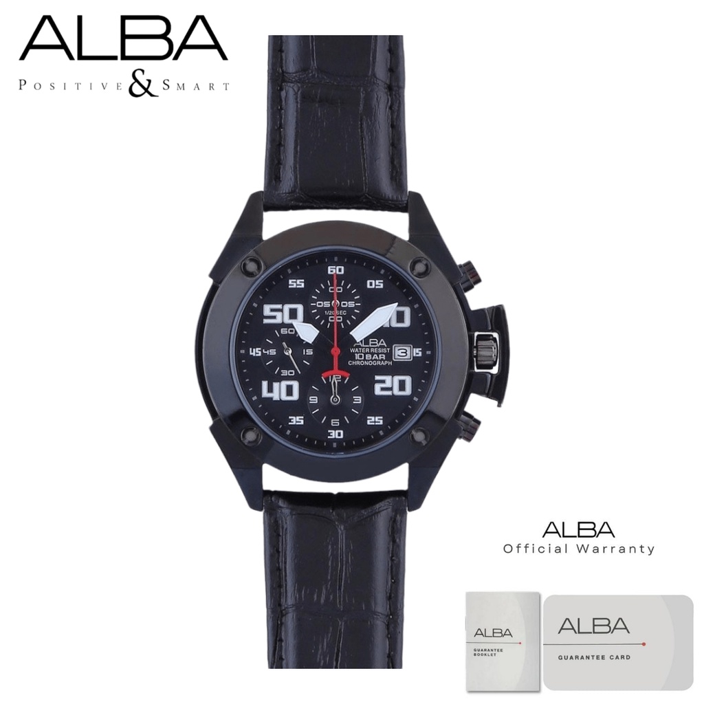 Alba Pria AF8M31 Jam Tangan Pria Alba Active AF8M31X1 Quartz Leather Strap