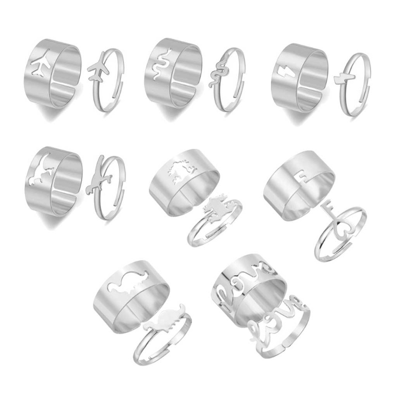 Siy 2pcs / Set Cincin Pasangan Adjustable Untuk Pria / Wanita