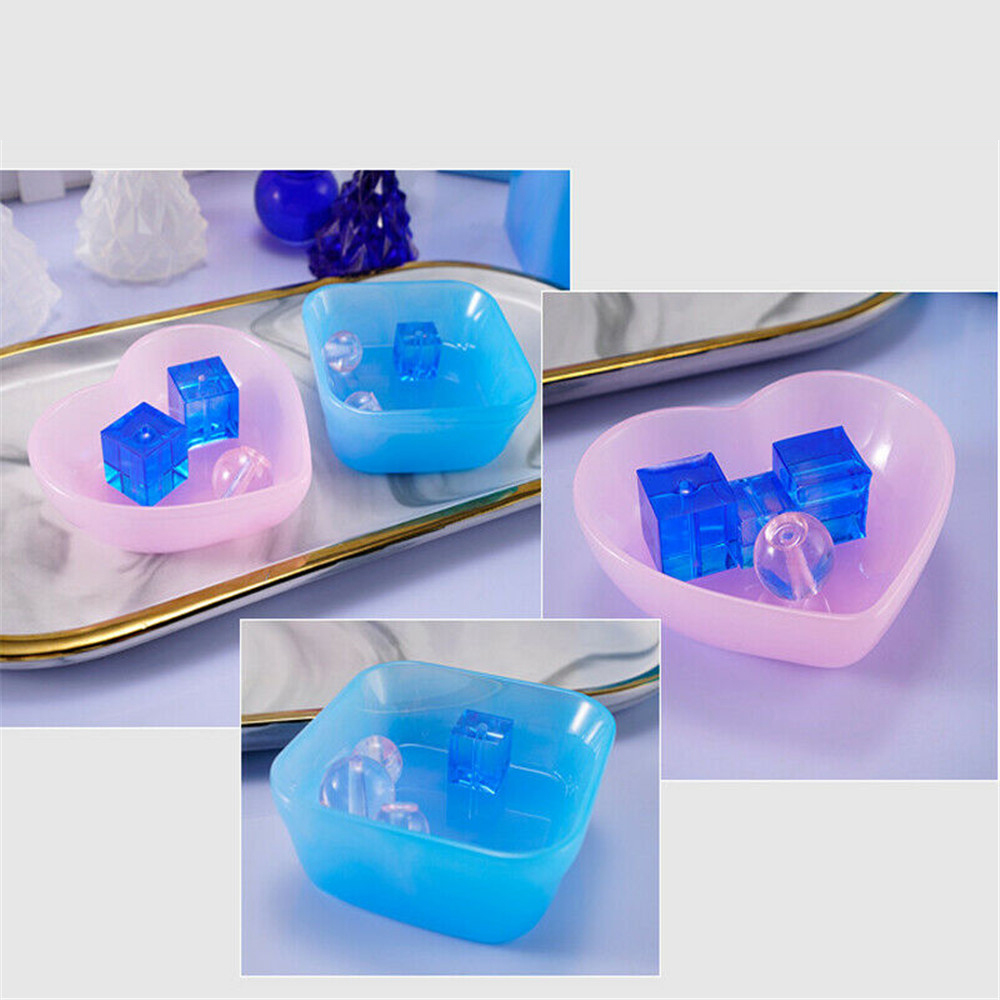 SUYOU Craft Resin Mold Transparent Plate Silicone Mould Love Heart DIY Jewelry Making Tools Epoxy Mold Square Dish