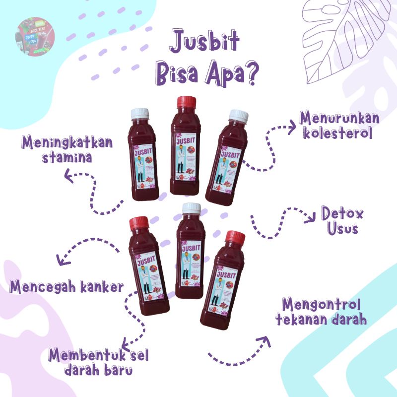 

PAKET 6 BOTOL JUSBIT - JUS BIT 245ML - BEET - BOTOL 250ML - FRESH & NO LANGU