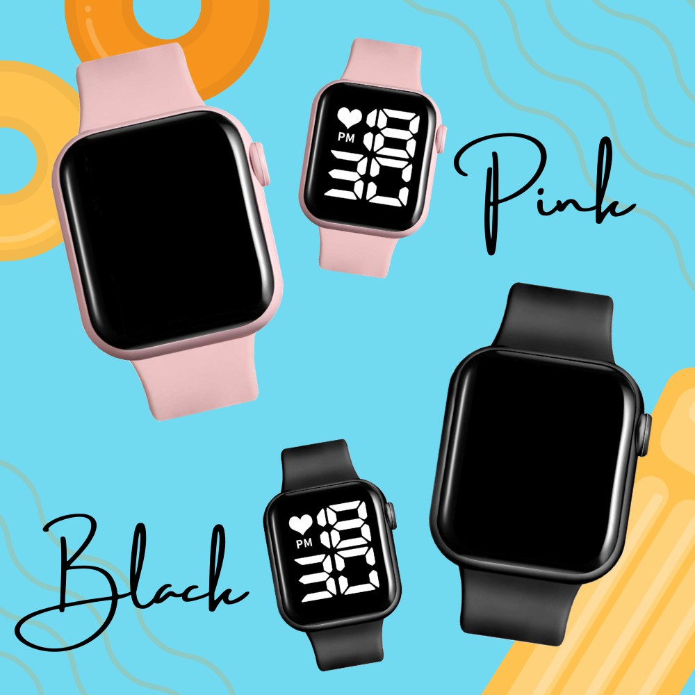 ❤LED Watch Series 6❤ Water Resistant 50 m - Jam Tangan Digital Pria &amp; Wanita Rubber ( Group ) FREE