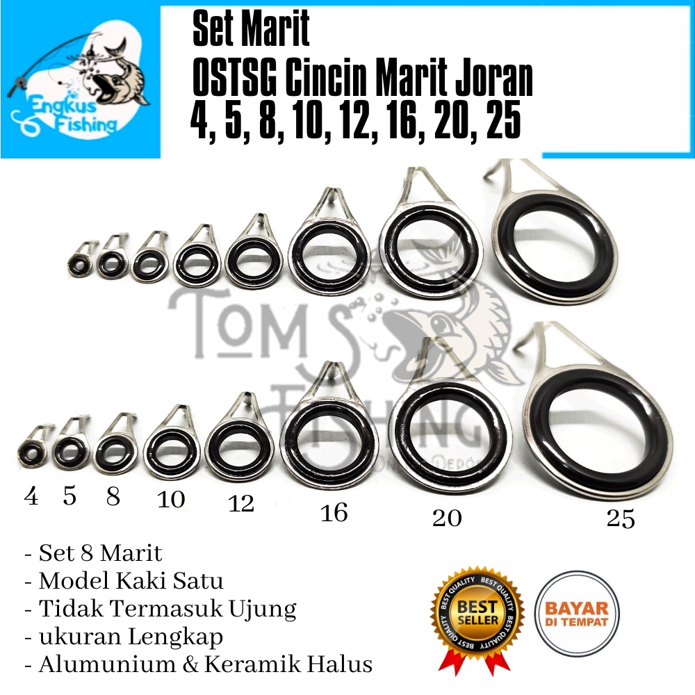 Satuan Lengkap Cincin Marit OSTSG Joran (No.4 - No.25) Keramih Halus Murah - Engkus Fishing