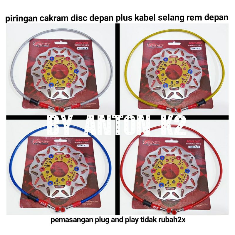 VARIASI PIRINGAN CAKRAM DISC DEPAN PLUS KABEL SELANG REM DEPAN BEAT CARBU/BEAT KARBU-BEAT DELUXE NEW