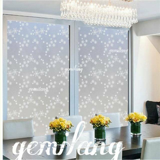 STIKER KACA MOTIF BUNGA SALJU STICKER KACA FILM