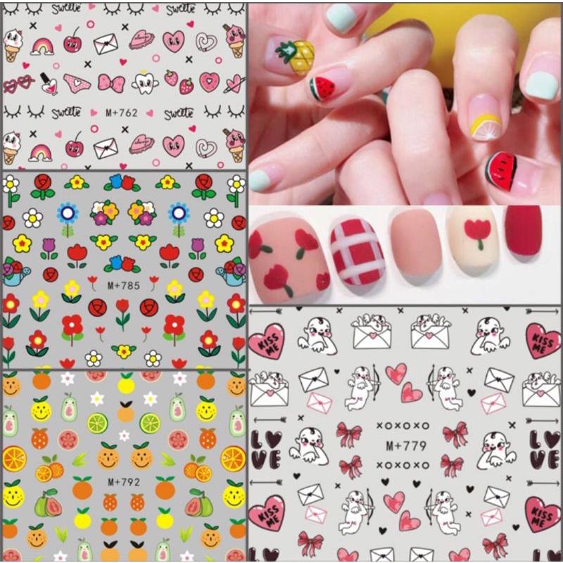 Stiker Kuku 3D / Nail Art Sticker 3D Import Motif Bunga Buah Animal Abstrak