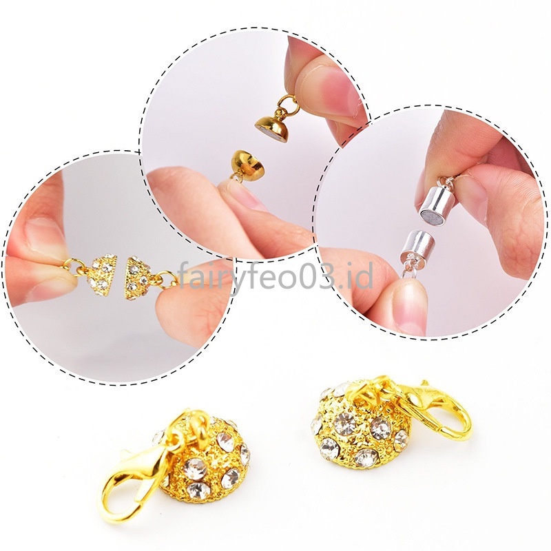 Gesper Magnetik Bentuk Silinder Warna Emas Untuk Gelang / Anting / Kalung / Masker Diy