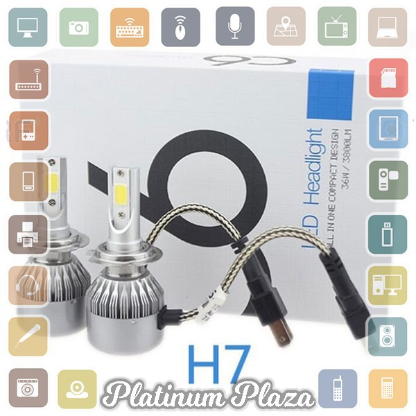 Lampu Mobil Headlight LED H7 COB 2 PCS - C6 - White`FMO13K-
