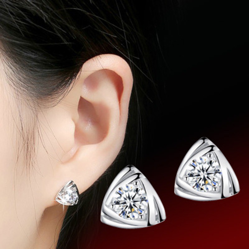 925 anting perak sterling anting-anting wanita dengan perhiasan fashion berlian