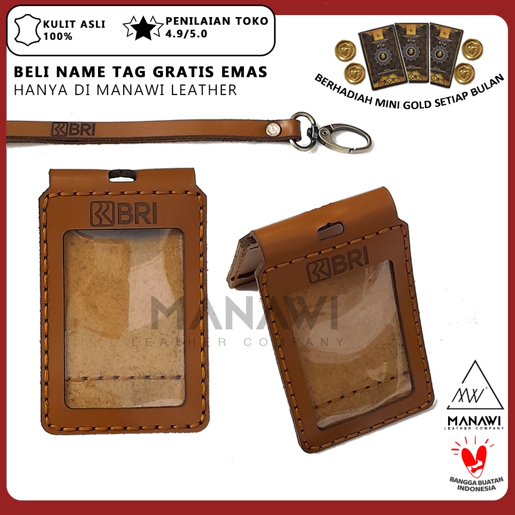 

Name Tag Holder Kulit Asli Model Lipat