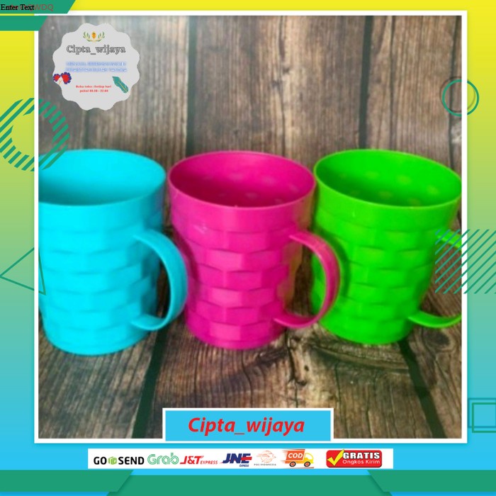 PAMELA Gelas Tikar SCORPIO Cangkir Minum Plastik Murah Gagang Warna Food Grade BPA Free