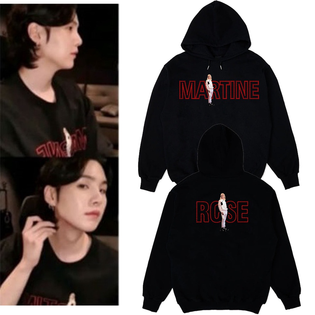 Hoodie Bangtan Suga Martine depan belakang rose