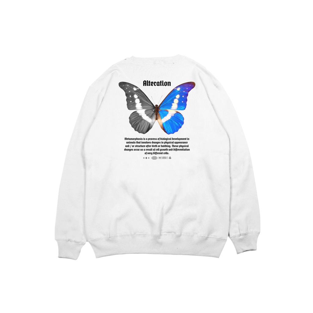 Spasmodic - Sweater Crewneck  Pria Wanita Putih - Butterfly