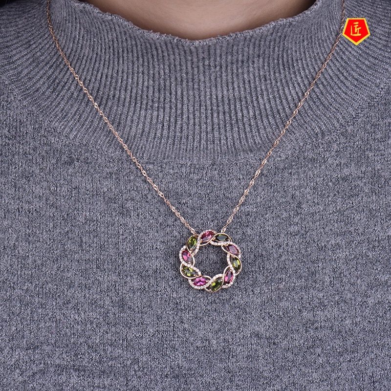 [Ready Stock]Silver Necklace Colorful Graptopetalum Paraguayense Pendant Female 18K Rose Gold