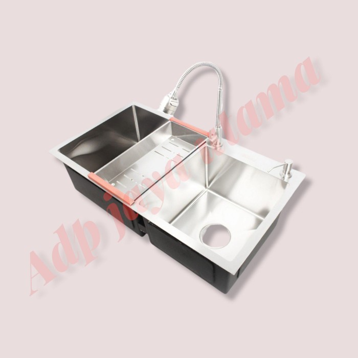 Wastafel - Paket Lengkap Bak Cuci Piring 2 Lubang Stainless Kitchen Sink 8245