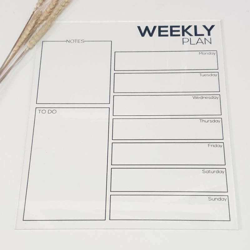 Acrylic Akrilik Weekly Planner / Monthly Planner