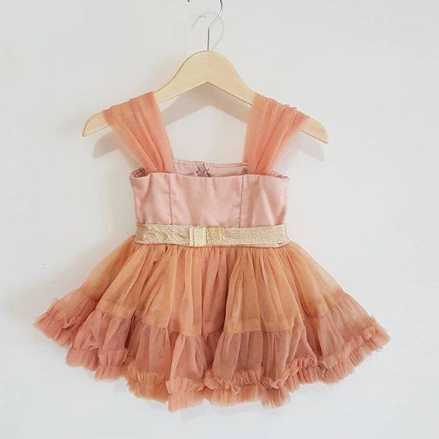 DRESS ANAK PEREMPUAN / Warna Gold Rok Tutu