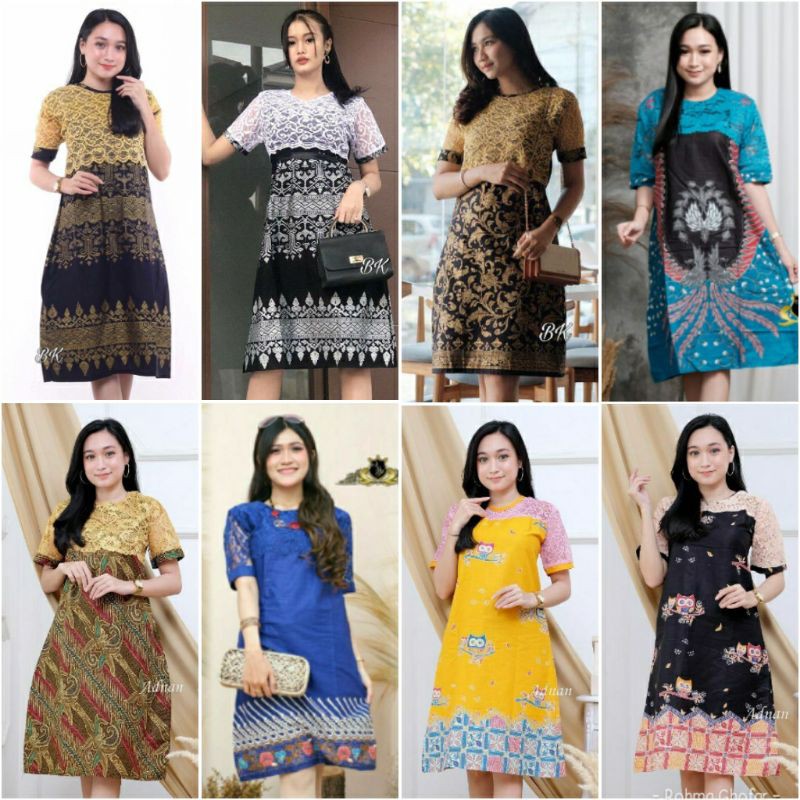 DRESS BATIK WANITA KOMBINASI BRUKAT