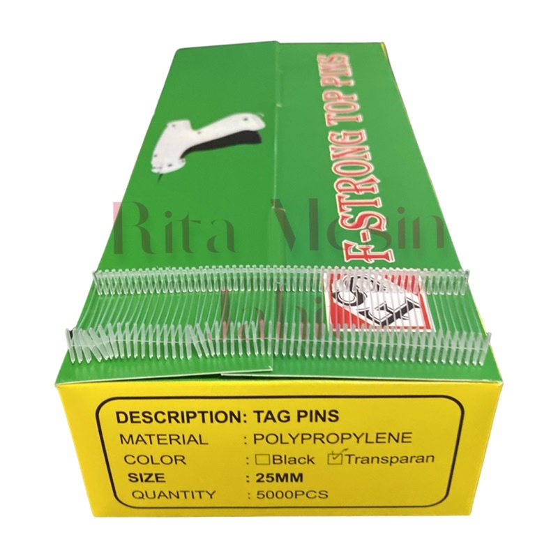 

1 kotak Isi tagpin ukuran 25mm 5000pcs putih transparan