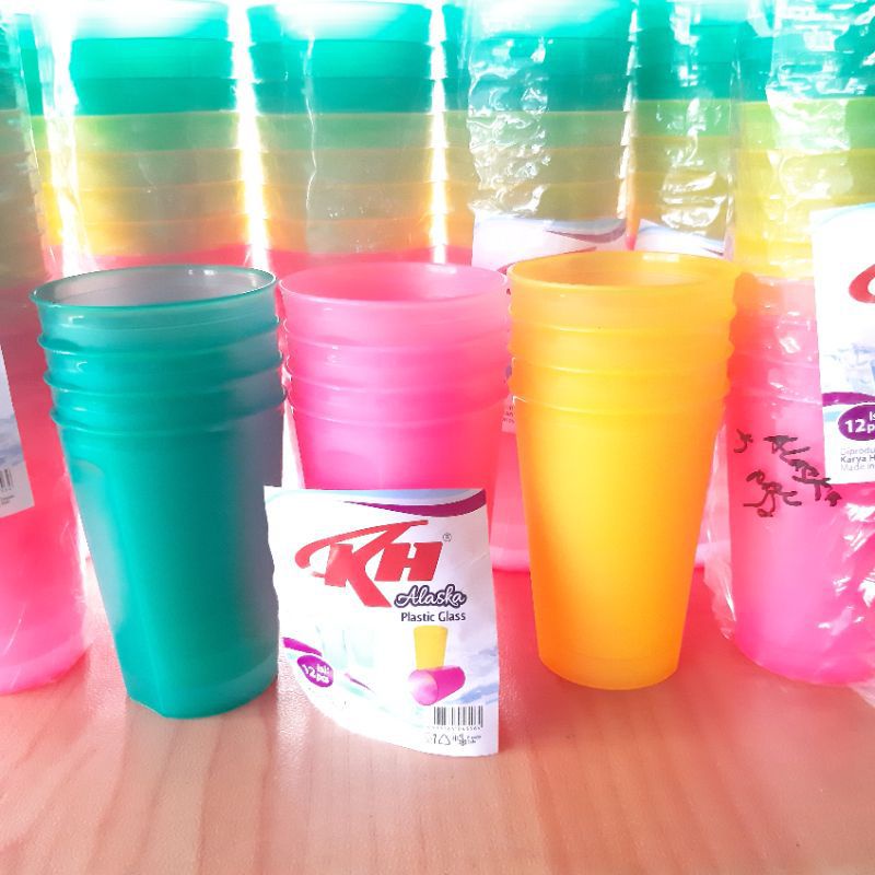 Gelas Plastik Warna Warni Transparant isi 12pcs