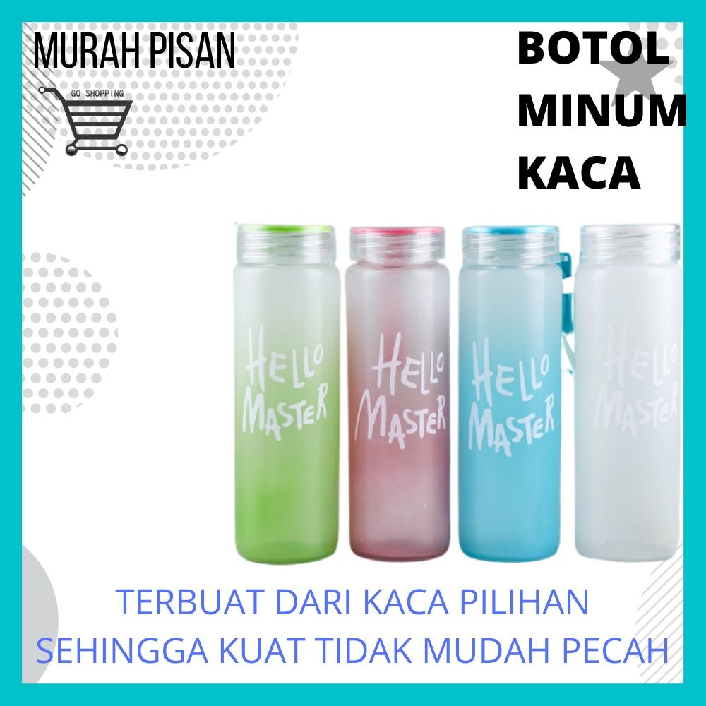 tupperware botol Minum Kaca premium Hello Master harga murah model unik menarik