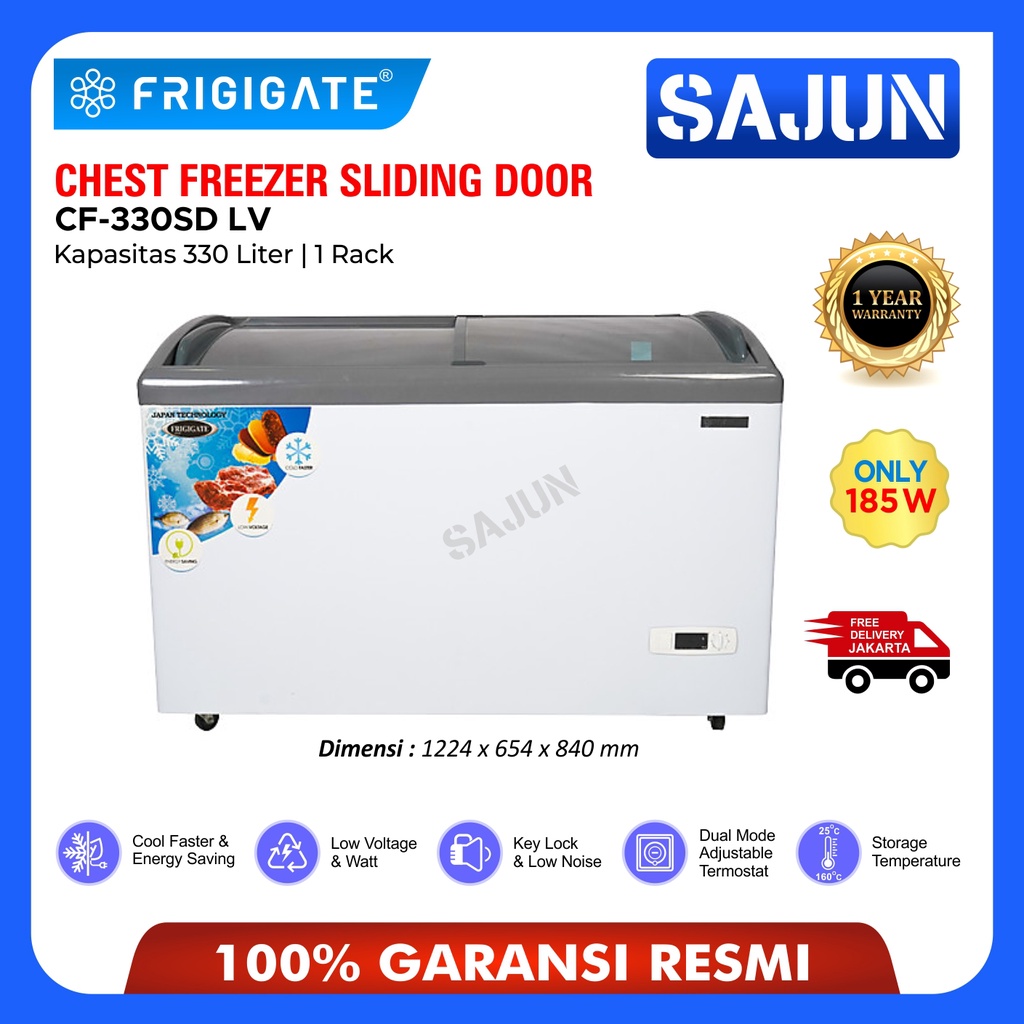 FRIGIGATE CF-330SD LV Chest Freezer Sliding Door 330Liter CF330 COOLER