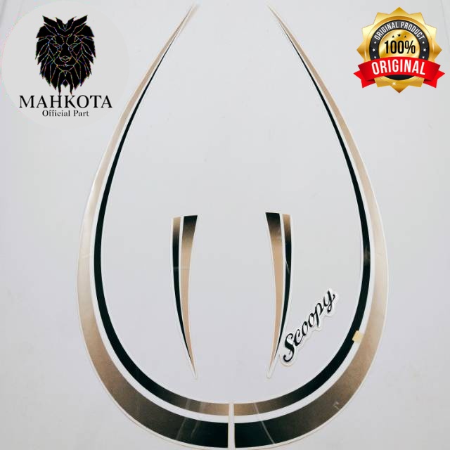 Original Asli Striping Stiker Polet list motor honda scoopy karbu 2010 2011  list body putih coklat 