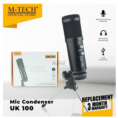 ITSTORE M-Tech Original MIC Microphone Condenser UK100 with Noise Cancelling UK-100  Mtech USB
