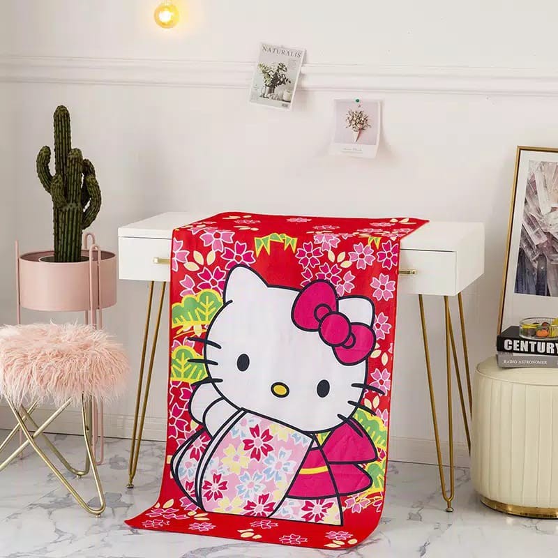 RC Handuk Mandi Karakter/Handuk Anak Printing  Import UkuranJumbo 70x135 motif lucu spiderman dorameon hellokitty