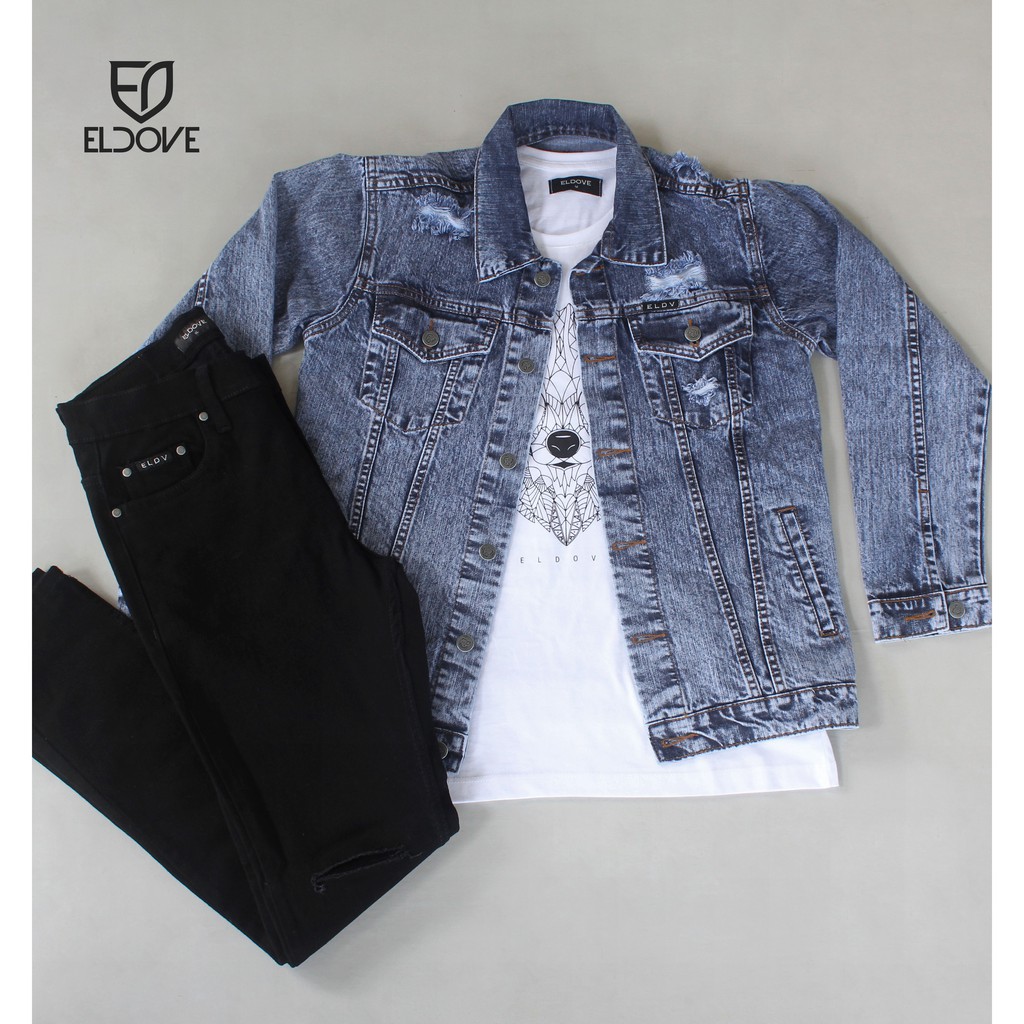 Eldove Paket Denim Jacket + Celana Jeans + Kaos
