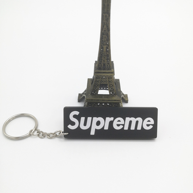 [Ready Stock] PVC Silicone Tide Brand Keychain Key Ring Double-sided Tide Brand Supreme SUP Soft Glue Pendant